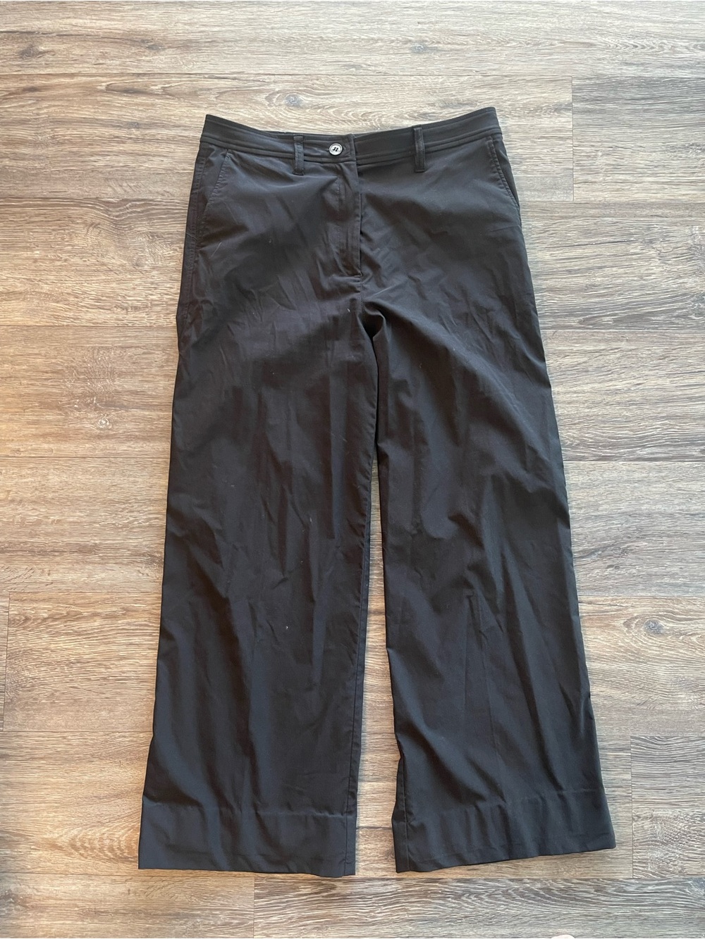 Anatomie | Black Adjustable Waist Wide Leg Lightweight Pant Stretch Travel Nylon